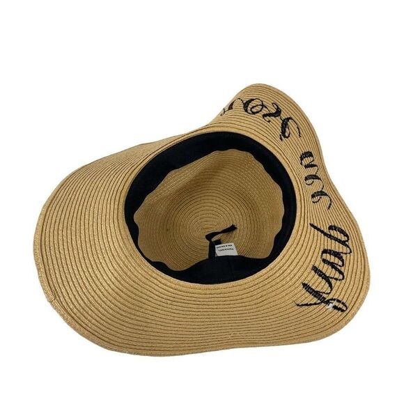 Rose All Day Beach Hat Floppy Wide Brim Sun Hat Womens OS Ribbon Band CC Brand - Picture 6 of 7